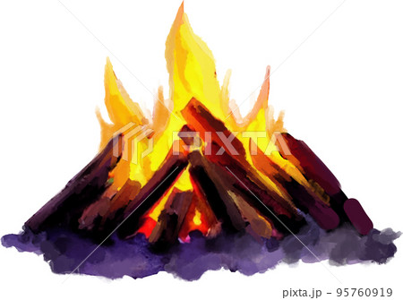 たき火の水彩風ベクターイラストのイラスト素材 たき火の水彩風ベクターイラストのイラスト素材