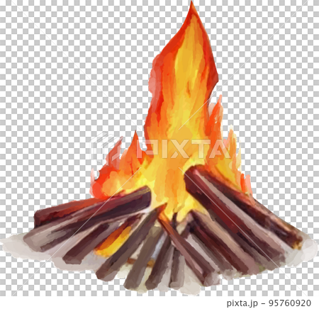 たき火の水彩風ベクターイラスト 95760920