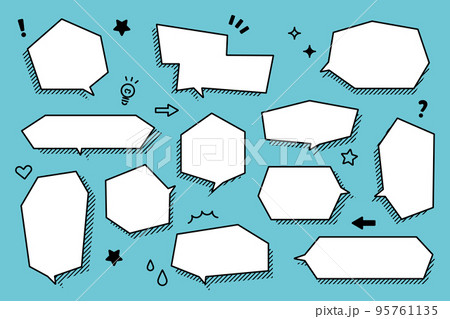 カクカクした吹き出しイラスト（斜線の影つき） 95761135