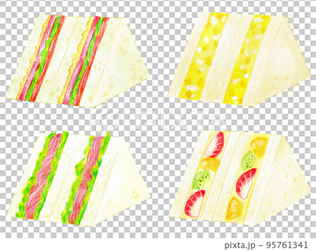 Sandwich color pencil drawing one point set of 4 types Sandwich color pencil drawing one point set of 4 types 95761341