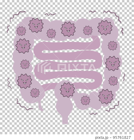 大腸和小腸充滿壞細菌的插圖 95761827