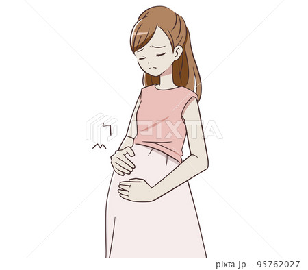 陣痛をこらえる妊婦 陣痛をこらえる妊婦 95762027