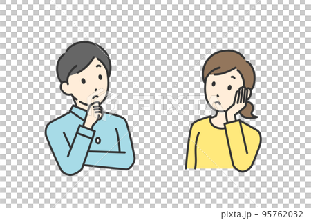 Illustration of a worried couple Illustration of a worried couple 95762032