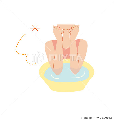 肘浴をしている人の顎から下の上半身 線なし 肘浴をしている人の顎から下の上半身 線なし 95762048