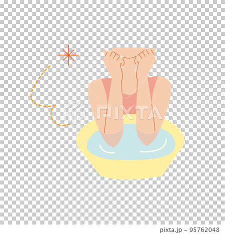 肘浴をしている人の顎から下の上半身 線なし 肘浴をしている人の顎から下の上半身 線なし 95762048