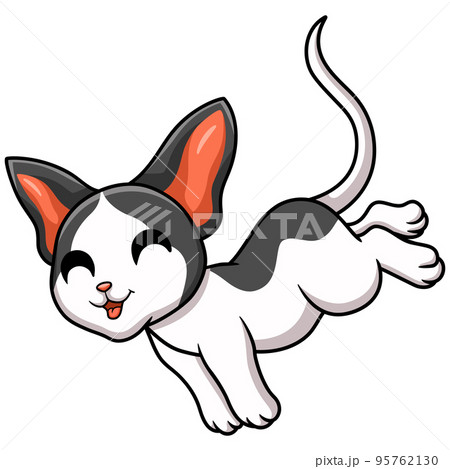Cute oriental cat cartoon jumping Cute oriental cat cartoon jumping 95762130