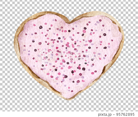 Waffles with strawberries glaze and sprinkles. Watercolor illustration. 95762895