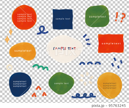 水彩のポップな幾何学模様フレーム 95763245