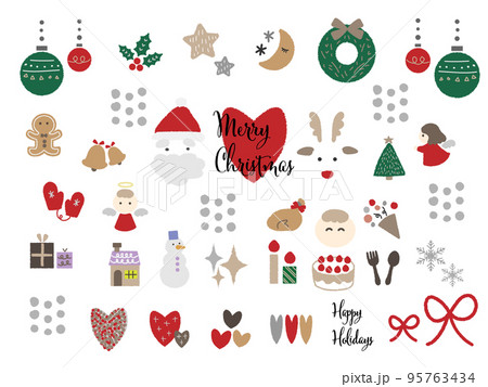 クリスマス素材手描きアイコン クリスマス素材手描きアイコン 95763434