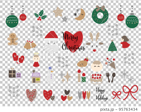 クリスマス素材手描きアイコン クリスマス素材手描きアイコン 95763434