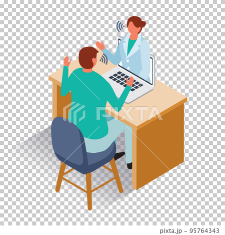 アイソメトリック_オンラインカウンセリングのイラスト 95764343