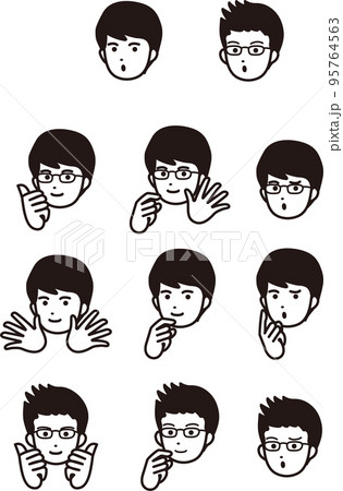 アイコン　男性の表情セット　イラスト素材 95764563