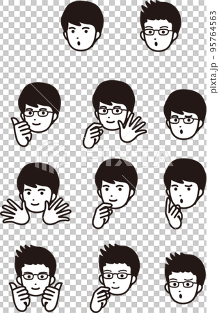 Icon male facial expression set illustration material 95764563