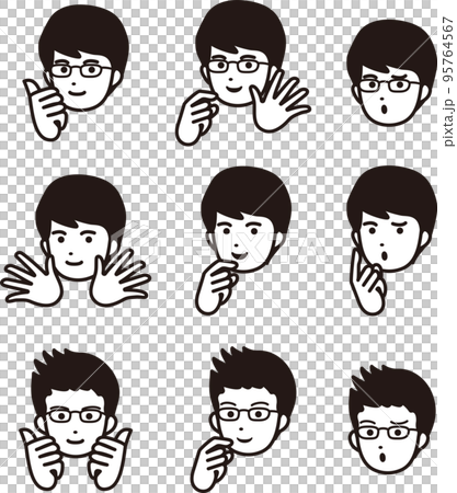 Icon male facial expression set illustration material 95764567