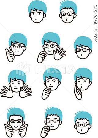 アイコン　男性の表情セット　イラスト素材 95764571