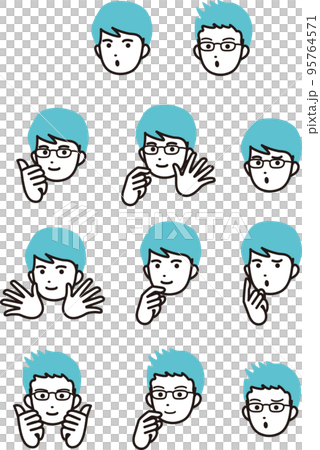 アイコン　男性の表情セット　イラスト素材 95764571