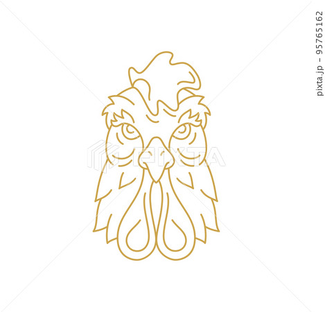 Rooster head muzzle with beak monochrome golden line art icon vector illustration Rooster head muzzle with beak monochrome golden line art icon vector illustration 95765162