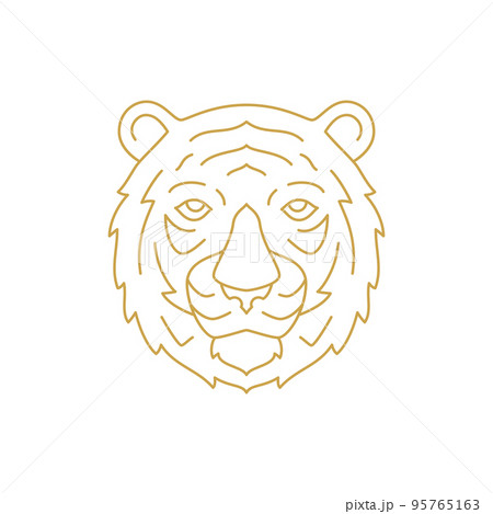 Tiger head Chinese New Year mascot minimalist golden line icon vector Tiger head Chinese New Year mascot minimalist golden line icon vector 95765163