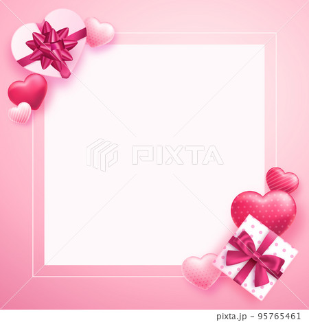 ハートとプレゼントボックスのバレンタインデーのイラスト背景(セール,バナー,プロモーション) ハートとプレゼントボックスのバレンタインデーのイラスト背景(セール,バナー,プロモーション) 95765461