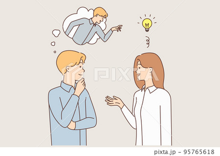 Man worker think of stealing coworker ideas  95765618