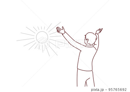 Happy man meet sun recover from mental problems Happy man meet sun recover from mental problems 95765692