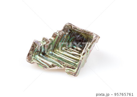 Pure Bismut Crystal Isolated on White Background 95765761