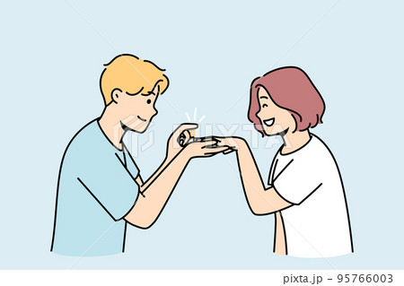 Loving man make proposal to happy woman Loving man make proposal to happy woman 95766003