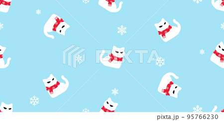 cat seamless pattern christmas scarf santa claus snowflake kitten vector calico tile background scarf isolated gift wrapping paper repeat wallpaper cartoon illustration design cat seamless pattern christmas scarf santa claus snowflake kitten vector calico tile background scarf isolated gift wrapping paper repeat wallpaper cartoon illustration design 95766230