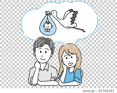 Illustration of a couple wanting a baby 95766381