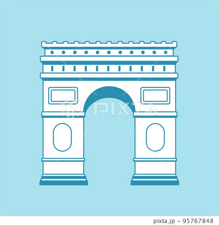 フランス パリ 凱旋門 世界の有名な建築物 遺跡 建物 世界遺産 ランドマーク のイラスト素材
