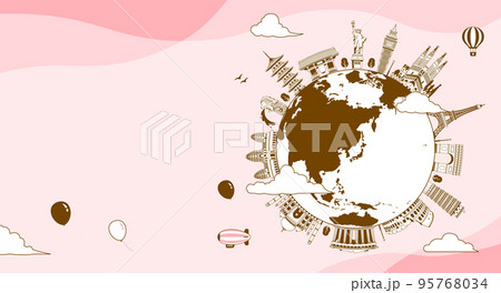 海外旅行・バカンス イメージバナー / 世界の有名な建築物（遺跡・建物・世界遺産）/ 文字スペース 95768034