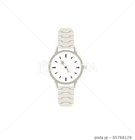Metal mechanical wrist watch, flat vector illustration isolated on white background. 95768129