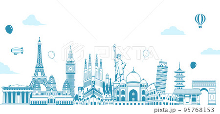 世界の有名な建築物(遺跡・建物・世界遺産)横並びバナーイラスト / 海外旅行・世界イメージ 世界の有名な建築物(遺跡・建物・世界遺産)横並びバナーイラスト / 海外旅行・世界イメージ 95768153