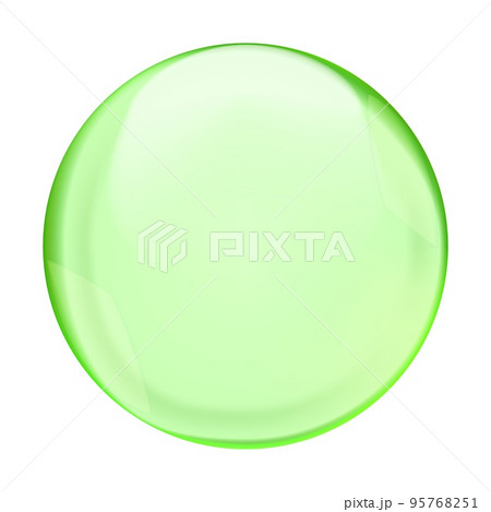 Green transparent bubble or round drop isolated on white background 95768251