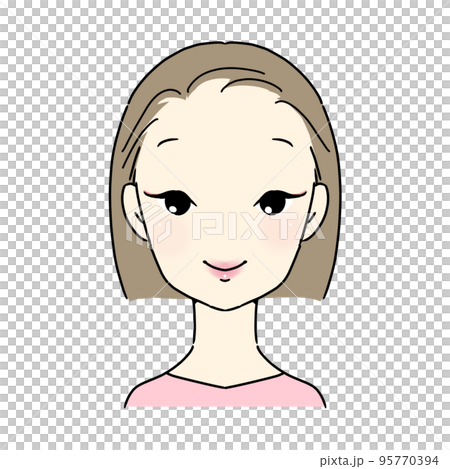 一個年輕女子的上身，帶著清爽的微笑 95770394