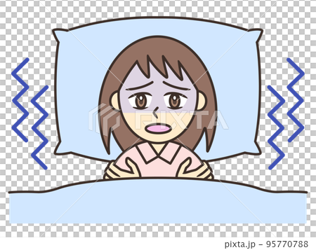 一個因寒冷而無法入睡的年輕女子 一個因寒冷而無法入睡的年輕女子 95770788