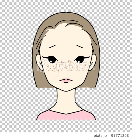 シミに悩む女性　(雀卵斑・そばかす) 95771268