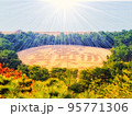 日本の香川県の観光スポットで"銭形砂絵" 95771306