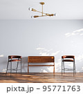 White room interior with vintage chair and mid century style commode 3d render. 95771763