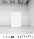 White loft hall interior with frames for exhibition 3d render. 95771771