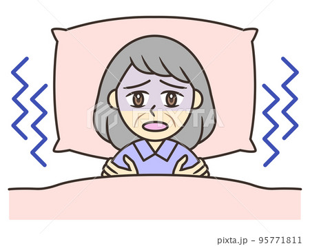 寒くて眠れない高齢の女性のイラスト素材 [95771811] - PIXTA