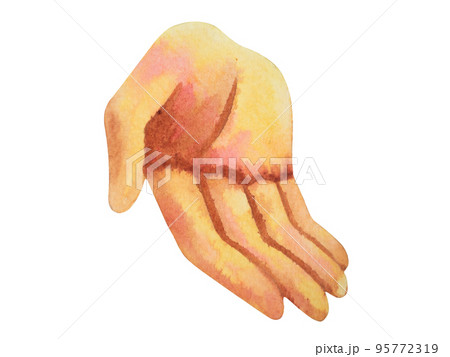 human hand pray pose prayer body mind mental health healing spiritual yoga mudra power peace energy emotion holistic connected universe abstract art watercolor painting illustration design 95772319