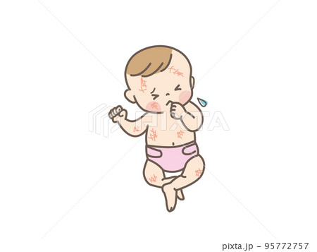 肌荒れしている赤ちゃんのイラスト素材_全身 95772757