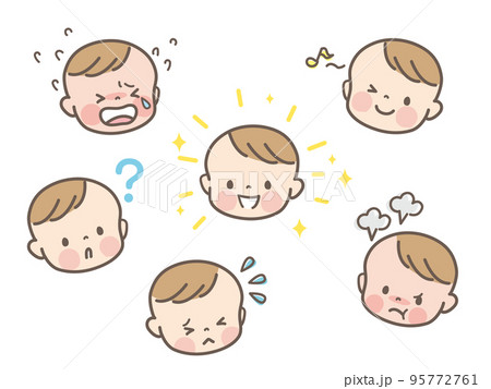 赤ちゃんの表情セット_ベクターイラスト素材 95772761