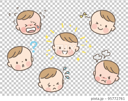 赤ちゃんの表情セット_ベクターイラスト素材 95772761