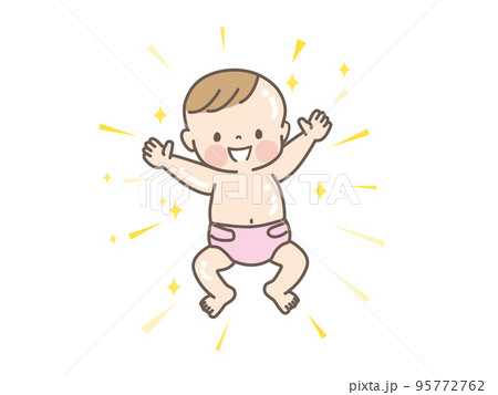 肌がつるつるの赤ちゃんのベクターイラスト素材 95772762