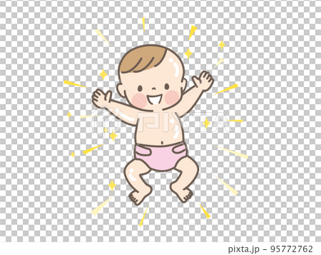 肌がつるつるの赤ちゃんのベクターイラスト素材 95772762