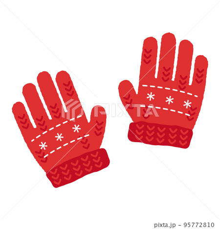 ニットの赤い手袋のイラスト 95772810