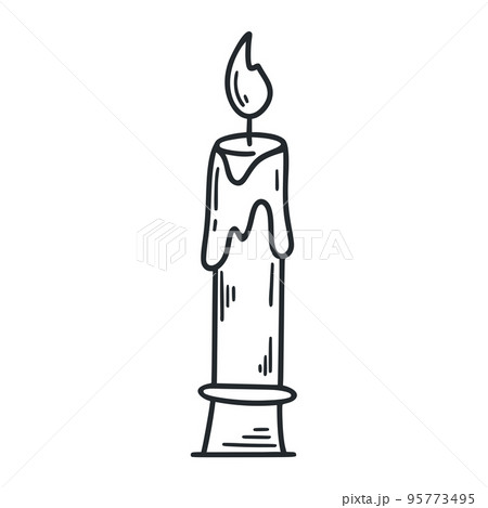 Candle doodle black outline illustration on white background isolated object Candle doodle black outline illustration on white background isolated object 95773495