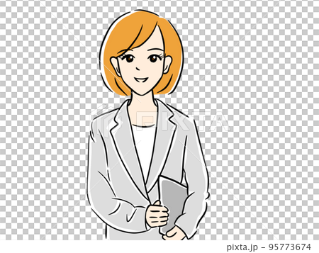 一個穿著西裝的女人拿著電腦 一個穿著西裝的女人拿著電腦 95773674